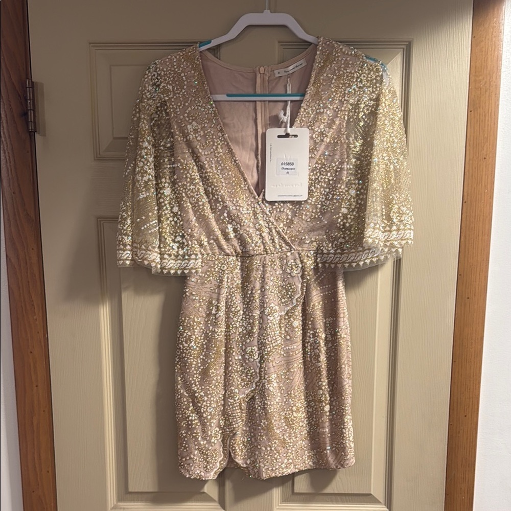 Elegant Gold Sequin Mini Dress
